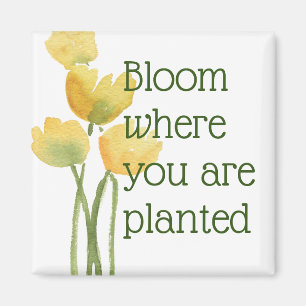 Bloei waar je bent geplant Waterverf Wildflower Magneet