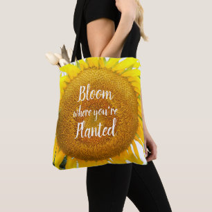 Bloei Waar Je Geplant Bent Gele Zonnebloem Draagtas