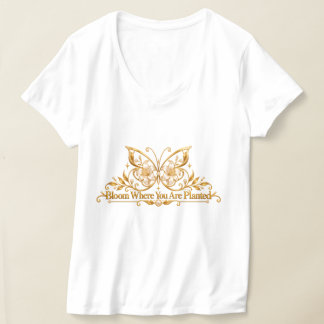 Bloei Waar Je Geplant Bent Gouden Vlinder T-Shirt