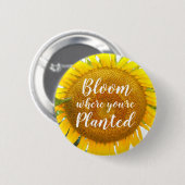 Bloei waar je geplant gele zonnebloem ronde button 5,7 cm (Voorkant /achterkant)