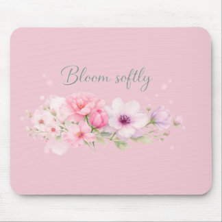 Bloei Zachtaardig – Pastel Watercolor Bloemen Muismat