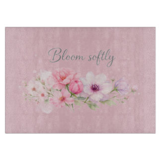 Bloei Zachtjes – Pastel Waterverf Bloemen Snijplank