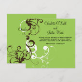 bloeien; groene bruiloft kaart (Voorkant / Achterkant)