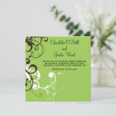 bloeien; groene bruiloft kaart (Staand voorkant)