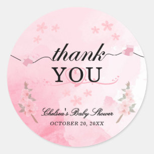 Bloeien in Bliss Girl Baby shower Schattige Dank U Ronde Sticker