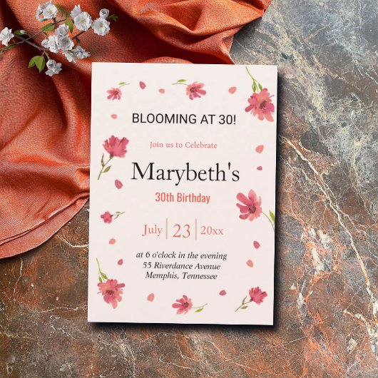 Bloeien op 30 - Floral Birthday Kaart