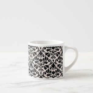Bloeiend damastpatroon zwart op crème espresso kop