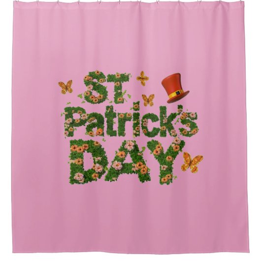 Bloeiend Geluk: Bloemen St. Patrick's Day Douchegordijn (Voorkant)