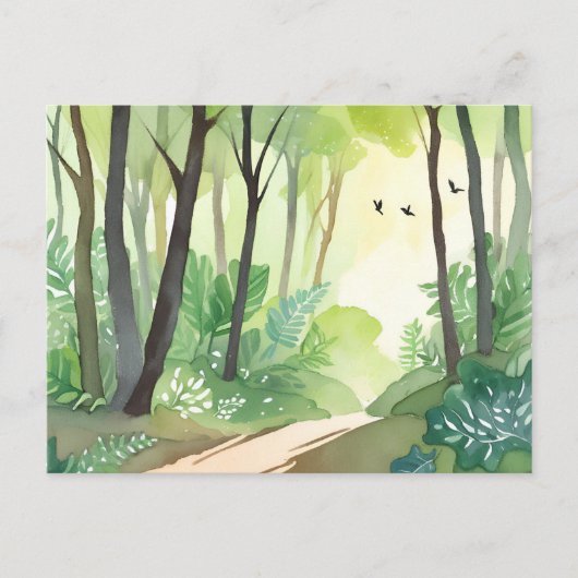 bloeiend groen bos | Natuur Waterverf Briefkaart (Voorkant)