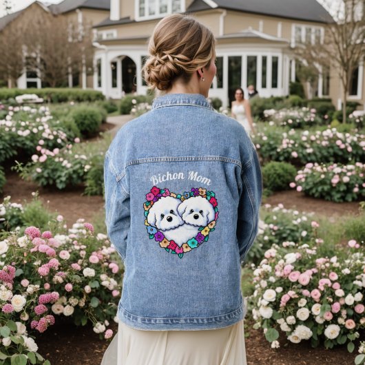 Bloeiend Hart Bichon KiniArt Denim Jacket (Huwelijk Achterkant)