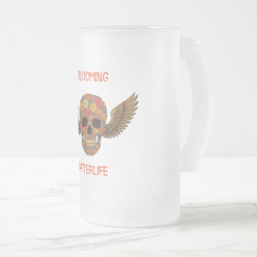 Bloeiend hiernamaals matglas bierpul (Voorkant rechts)