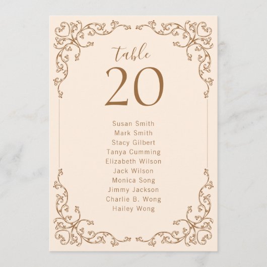 Bloeiend Lijst Bruiloft Zitkaarten Kaart (Voorkant)