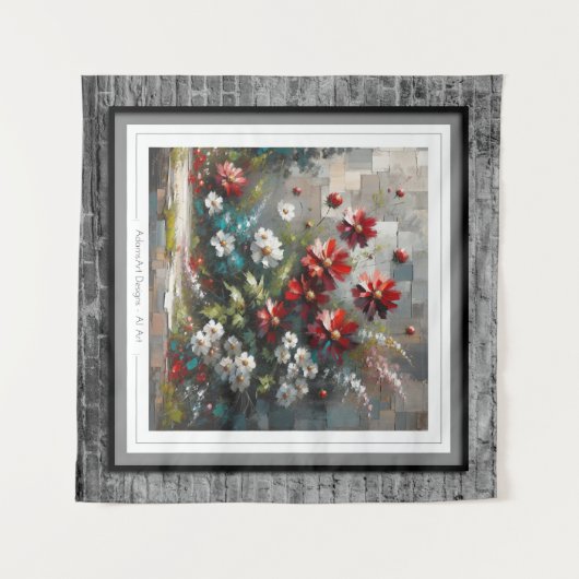 bloeiend mozaïek wandkleed (Voorkant (horizontaal))