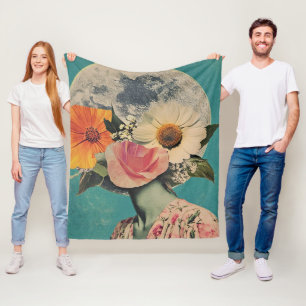 Bloeiend mysterie onder de maan fleece deken