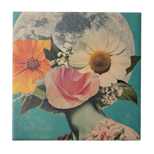 Bloeiend mysterie onder de maan tegeltje