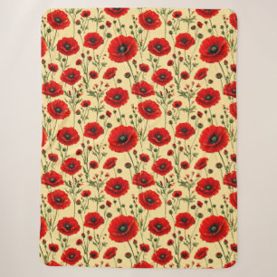 Bloeiend Papaver Tuinpatroon Voor Huiselijk Comfor Sherpa Deken