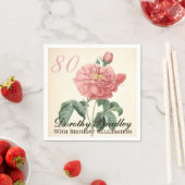  Bloeiend Roos 80ste Verjaardagsfeest PN Servetten (Insitu)