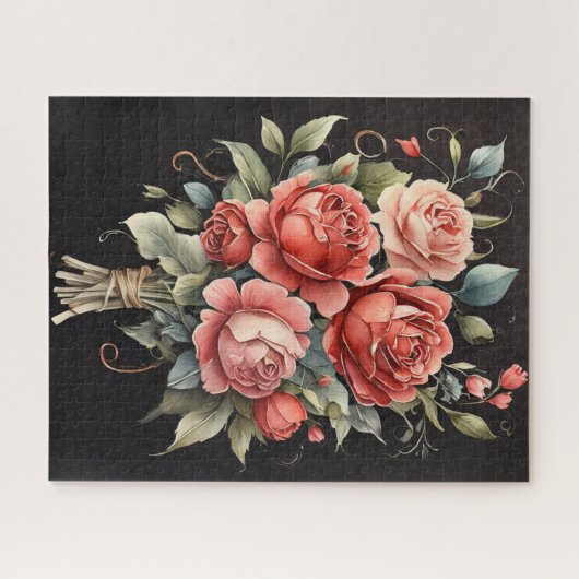 Bloeiend Roos Aquarelle Legpuzzel (Horizontaal)