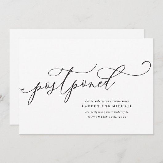 Bloeiend Schrift Uitstel Datum Wijzigen Kaart (Voorkant / Achterkant)