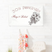 Bloeiende 50ste verjaardag - gepersonaliseerd spandoek (Insitu)