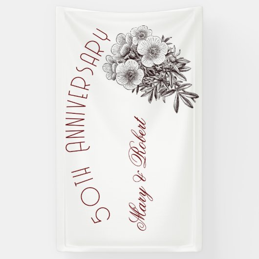 Bloeiende 50ste verjaardag - gepersonaliseerd spandoek (Verticaal)