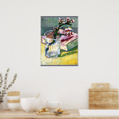 Bloeiende amandelboomtak met een boek poster (Keuken)