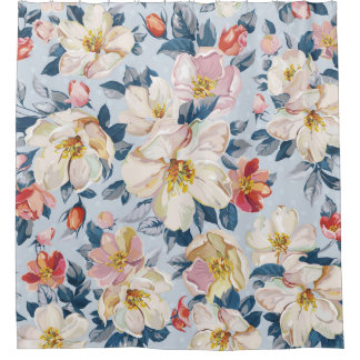 Bloeiende appelboom, elegantie patroon. douchegordijn