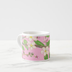 Bloeiende appelboom tak pastel roze espresso kop