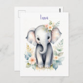 Bloeiende Baby-olifant Briefkaart (Voorkant / Achterkant)