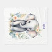 Bloeiende Baby-olifant Fleece Deken (Voorkant (Horizontaal))