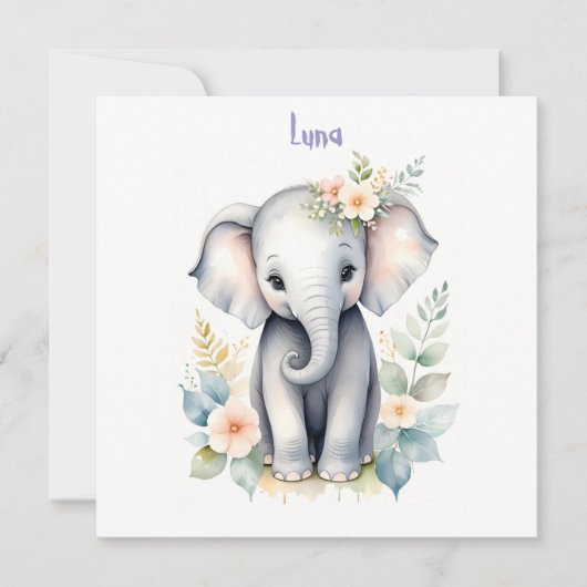 Bloeiende Baby Olifant Kaart (Voorkant)
