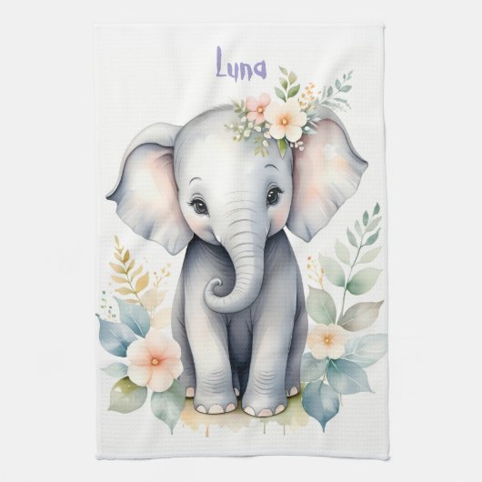 Bloeiende Baby-olifant Theedoek (Verticaal)