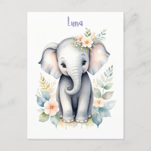Bloeiende Baby Olifant Uitnodiging Briefkaart