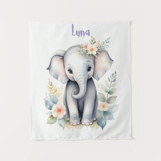 Bloeiende Baby-olifant Wandkleed (Voorkant)
