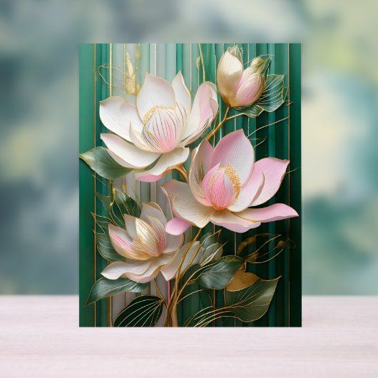 Bloeiende behang Japanse Magnolia Art Acryl Bord (Neutraal)