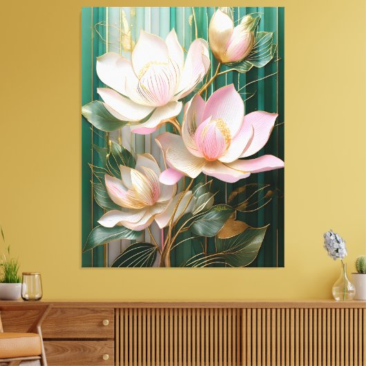 Bloeiende behang Japanse Magnolia Art Canvas Afdruk (Insitu (Woonkamer))