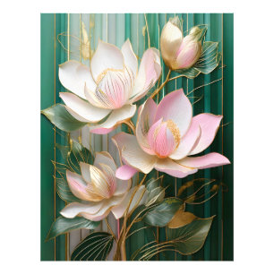 Bloeiende behang Japanse Magnolia Art Foto Afdruk
