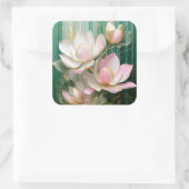 Bloeiende behang Japanse Magnolia Art Vierkante Sticker (Tas)