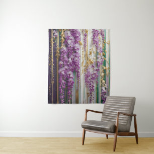 Bloeiende Behang Violet Goud Wisteria Wandkleed