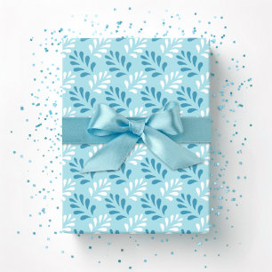 Bloeiende bladtralie in aqua cadeaupapier