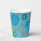 Bloeiende Blauwe Bloemen Papieren Bekers (Rechts)