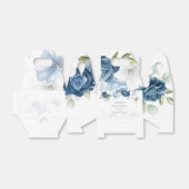 Bloeiende Bloem Stof Blauw Eucalyptus Succulent Bedankdoosjes (Uitgevouwen)