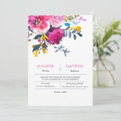 Bloeiende bloemblaadjes Waterverf Bloemenbruiloft Kaart (Staand voorkant)