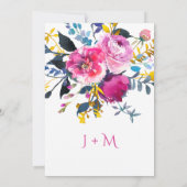 Bloeiende bloemblaadjes Waterverf Bloemenbruiloft Kaart (Achterkant)
