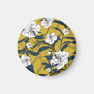 Bloeiende bloemen: geel naadloos. magneet