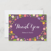 Bloeiende Bloemen Lijst Rustieke Tuin Bruiloft Bedankkaart (Voorkant)