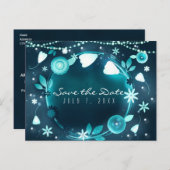 Bloeiende Bloemen Nacht Tuin Bruiloft Bewaar de Da Aankondigingskaart (Voorkant / Achterkant)