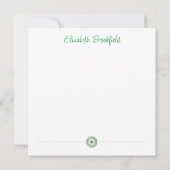 Bloeiende Bloemen Note Kaart in Turquoise Groen (Achterkant)