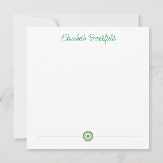 Bloeiende Bloemen Note Kaart in Turquoise Groen (Achterkant)