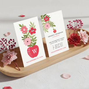 Bloeiende Bloemen Rode Appel Learning Tutoring Visitekaartje